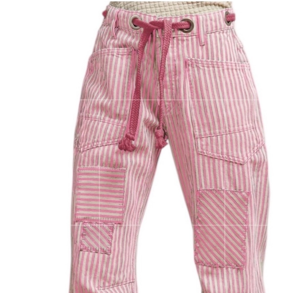 Barrel Pants -Pink Strip